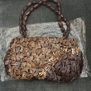 Brown and Tan Women's Handbag